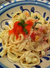 Reserve 1/2 cup pasta water. Smoked Salmon Fettuccine In A Boursin Cream Cheese Sauce With Capers Tomatoes Peppers And Zucchini Stuffed Peppers Cooking Recipes Fish Recipes
