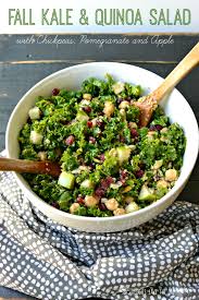 Kale Quinoa Salad With Chickpeas Recipe Kale Quinoa Salad Vegan Salad Recipes Salad Recipes