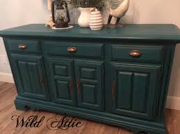 Dark Teal Solid Oak Buffet Sideboard Made By Cochrane Furniture Painted With A Custom Chalk Paint Teal Painted Furniture Teal Furniture Cochrane Furniture