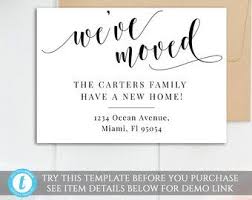 Create custom moving cards to impress your loved ones. Digital Moving Card We Ve Moved Card Template Minimal Moving Announcement Personalized New Home Card Address Announcements Templett Moving Cards Weve Moved Announcements New Address Announcement