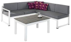 Loungeset Gartenmobel 3 Teilig Bestehend Aus 2 Und 3 Sitzer Bank Gestell Aus Aluminium In Weiss Mit Grauen Kissen Sowie Ein Lo Lounge Mobel Lounge Lounge Tisch