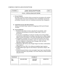 Job description ga kpi (8 jabatan). Contoh Job Desc Sederhana Pdf