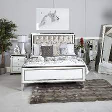 Madison White Mirrored King Size Bed Frame Picture Perfect Home King Size Bed Frame Bed Frame Mirrored Bedroom Furniture