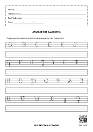 Atividades de Caligrafia
