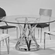 Chintaly Janet Clear Round Dining Table Silver Glass Round Dining Table Glass Kitchen Tables Glass Dining Table