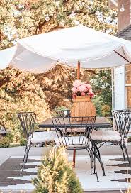 Diy Umbrella Cover With Pom Poms Hallstrom Home Patio Decor Shabby Chic Patio Outdoor Diy Projects