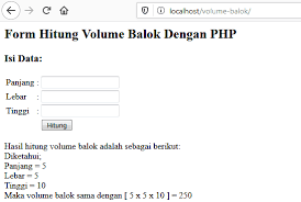 Luas permukaan = 2 x (panjang x lebar + panjang x tinggi + lebar x tinggi) Script Php Menghitung Volume Balok Kubus Tutorial