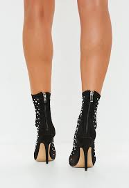 Get deals with coupon and discount code! Missguided Black Embellished Mesh Sock Boots Lyst