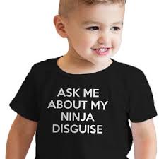 Grappige kinder T-shirt vraag me over mijn Ninja vermomming Flip Tee met  ogen binnen grap tops voor kinderen