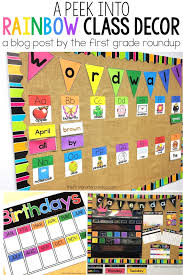 Magnificent preschool classroom decorating ideas. Rainbow Classroom Decor Set Firstgraderoundup
