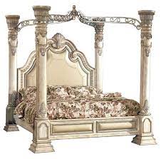 For single to king size, quick easy installation, finest holes: Victorian Style King Size Canopy Bed Antique White Canopy Bed