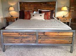 Modern Walnut And Steel Bed Furniture Bedroom Furniture Steel Bed