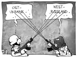 Seit monaten schwelt der streit zwischen der ukraine und russland bzgl. Ost Ukraine Vs West Russland Von Kostas Koufogiorgos Politik Cartoon Toonpool