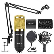 Felyby Condenser Microphone Bundle Bm 800 Mic Kit With New Version Sound Card Adjustable Mic Suspension Scissor A Microphone Studio Microphone Microphone Set