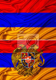 Oben rot, in der mitte blau und unten orange. Winken Armenische Flagge Mit Armenischen Gerb Leinwandbilder Bilder Kaukasien Yerevan Armenisch Myloview De