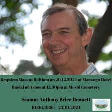 Announcing the funeral arrangements of Seamus Brice-Bennett.