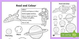 This planet earth coloring page features a picture of the planet earth to color. Planet Read And Colour Activity Teacher Made