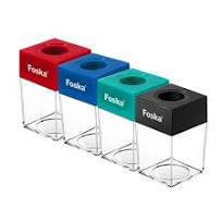 Foska Large Capacity Clear and See-thru Body Black Red Blue Green Removable  Top Small Paper Clip Dispenser With Magnetic Top