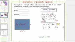 Ex 2 Quadratic Equation App Find The Dimensions Of A Rectangle Given Area Factoring Youtube
