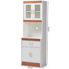 Marcel dark gray and oak brown kitchen cabinet: Baxton Studio Laurana Kitchen Cabinet And Hutch In White And Cherry 147 21003 8317 Cmyx