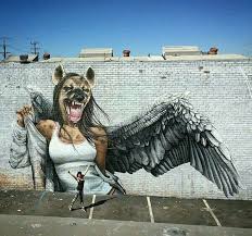 Hyena Angel Streetart Strassenkunst Graffiti Strassenkunst