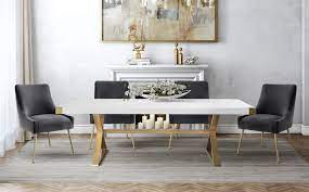 White lacquer dining table, title: Adeline White Lacquer Dining Table Tov Furniture