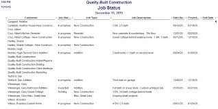 Quickbooks Job Status Report For Construction