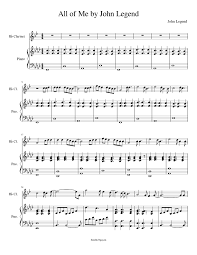 Print and download all of me, by john legend ~ advanced solo piano arrangement by debbie center sheet music. All Of Me By John Legend Sheet Music For Piano Clarinet In B Flat Solo Musescore Com