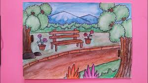 Cara menggambar pemandangan rumah di atas bukit dan taman bunga | gambar pemandangan yang gampang. Cara Menggambar Dan Mewarnai Pemandangan Taman Youtube