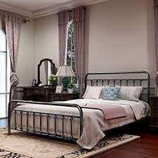 Shop for queen bed frames at crate and barrel. Metal Bed Frame Queen Size Victorian Vintage Style Headboard And Footboard No Box Spring Heavy Duty Steel Slat Ma Platform Bed Metal Beds Queen Size Bed Frames