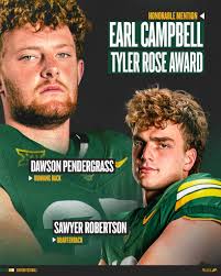 Dawson Pendergrass and Sawyer Robertson earn Earl Campbell Tyler Rose  Player of the Week honorable mention. #SicEm