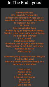 Linkin Park Lyrics In The End Lyrics Linkin Park Favorite Lyrics