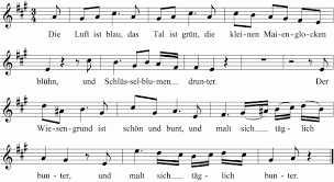 Dabei steht bb für das in deutschland übliche b und b für das in deutschland übliche h Fruhlingslied Die Luft Ist Blau Noten Liedtext Midi Akkorde
