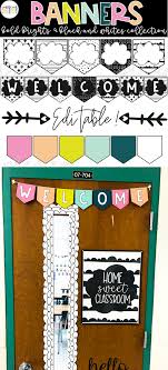 Black And White Welcome Banner Png Editable Bright Banner Classroom Classroom Themes Classroom Posters
