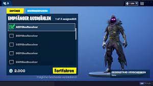 The fortnite shopping cart brings something. Verschenkfunktion In Battle Royale Verfugbar