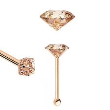 We make your entire look stand out just by decorating your nose with our unique solid gold piercing jewelry, 2 5mm Light Cognac Diamond Nose Ring In Rose Gold 20g Bone