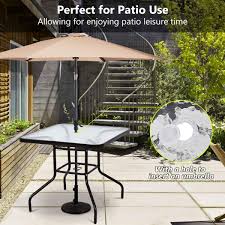 Maybe you would like to learn more about one of these? Patio Side Table 31 Glass Patio Table With Umbrella Hole Square Glass Patio Dining Table Conversation Coffee Table For Backyard Lawn Balcony Commercial Party Event Outdoor Patio Furniture W9130 Walmart Com