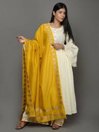 Off White Yellow Cotton Anarkali Suit Set Of 3 Combination Dresses Cotton Anarkali Traditional Indian Outfits