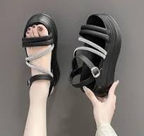 Buckle Strap Chunky Sandals Women Summer High Platform Wedges Slippers  Woman New Bling Decoration Thick Bottom Slides 8CM Pumps - AliExpress 322
