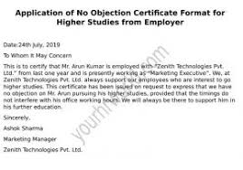 Here's a sample certificate of employment or sample letter from employer. Request Latter Of Noc Format For Higher Studies From Employer