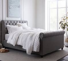 Furinno laval button tufted bed frame features a button tufted headboard and low profile footboard style frame. Chesterfield Tufted Upholstered Bed With Footboard Pottery Barn