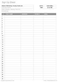 Printable Sign Up Worksheets And Forms For Excel Word And
