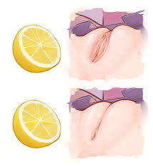 merrytail, original, commentary, english commentary, highres, 1girl, before  and after, cleft of venus, clitoral hood, close-up, engorged vulva, food,  fruit, lemon, lemon slice, meme, multiple views, pussy, pussy focus, simple  background, thour (