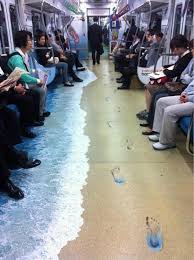Pic Korean Subway Ad Makes Train Look Like Beach Sidewalk Art Street Art Graffiti 3d Street Art