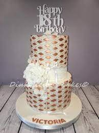 Black, white & gold textured buttercream 30th birthday cake. Rose Gold And White 18th Birthday Cake Cake By Cakesdecor