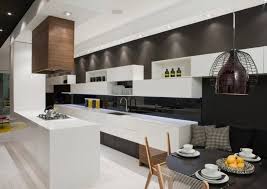 Kitchen modern house design interior. Kitchen Of Modern House Interior In White And Black Theme Kitchen Interior Contemporary Kitchen Design House Interior
