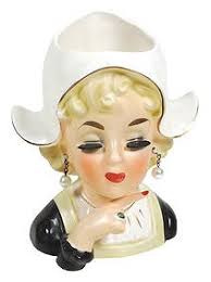 9" Ermyntrude Signed Betty Lou Nichols Lady Head Vase