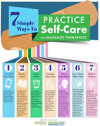 Infographic 7 Simple Ways To Practice Self Care For Massage Therapists Massage Therapist Massage Benefits How To Relieve Stress