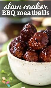 Sticky Bbq Slow Cooker Meatballs Savory Nothings Slow Cooker Bbq Recipes Slow Cooker Meatballs