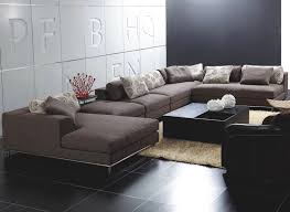 Brown Unique Sectional Sofas With Pillows And Rectangular Of Coffee Table